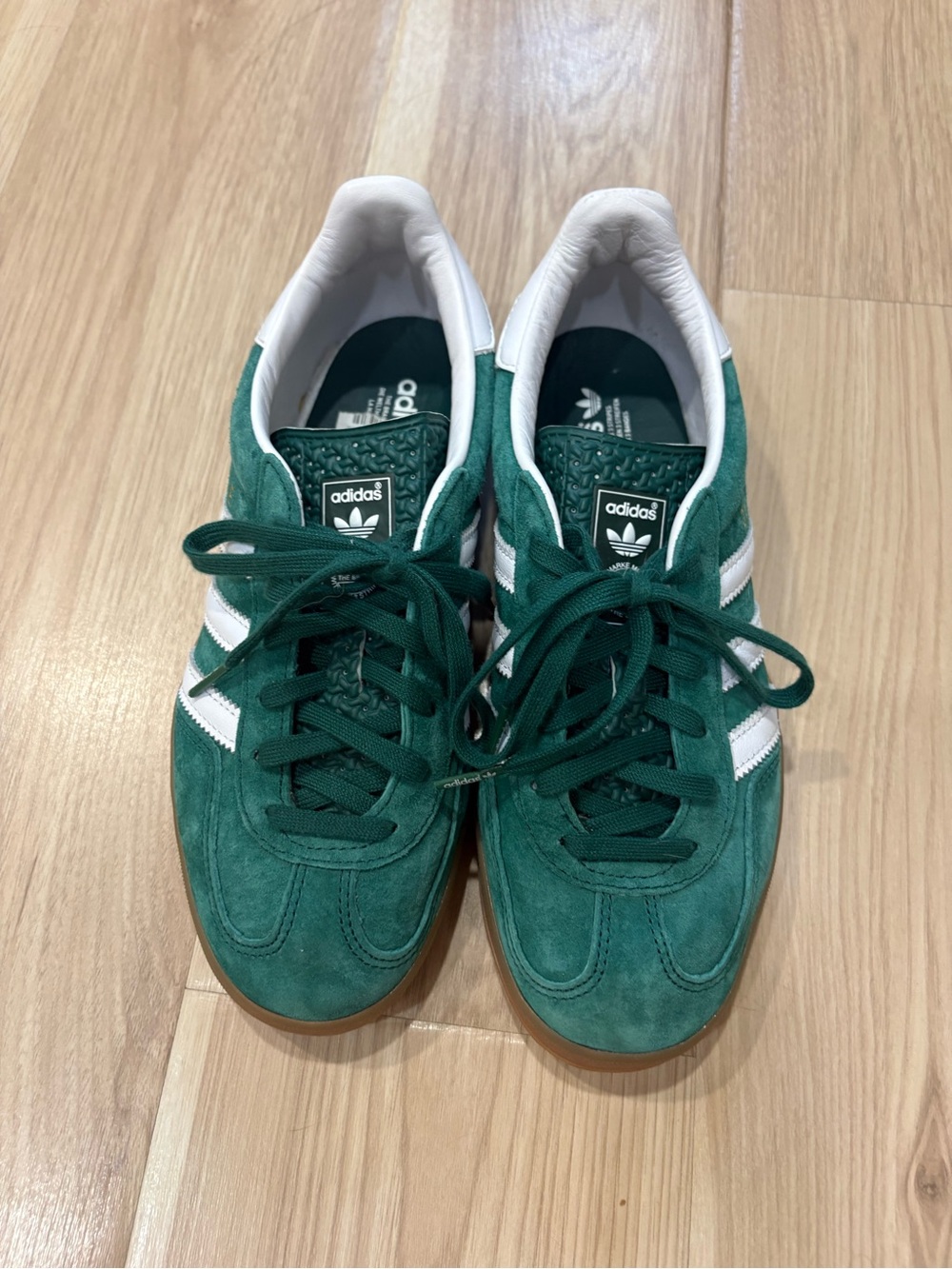 adidas Green Suede Sneakers with White Stripes